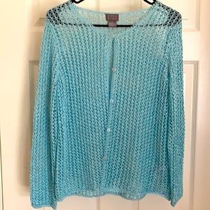 SIGRID OLSEN Gorgeous Blue Knit Cardigan Sweater